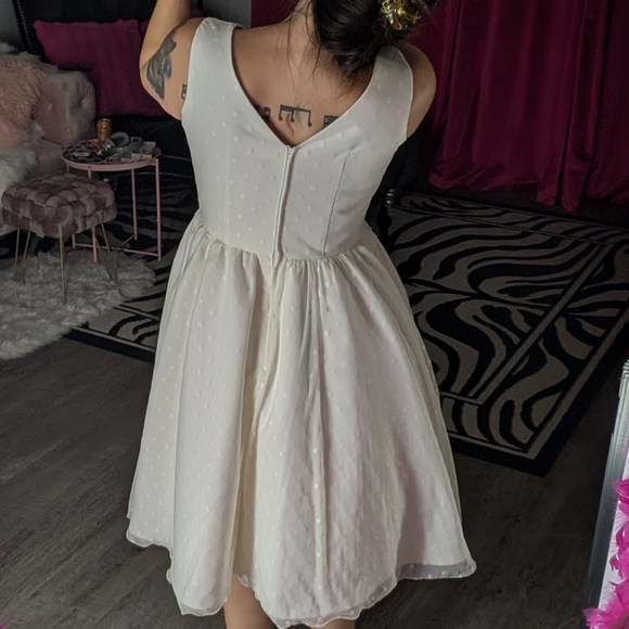 Dolly Parton Couture Bridal White Polka dot Wedding Dress Large Vintage 12 - Picture 5 of 9